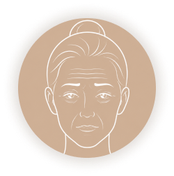 ใบหน้าส่วนบนดูมีอายุ