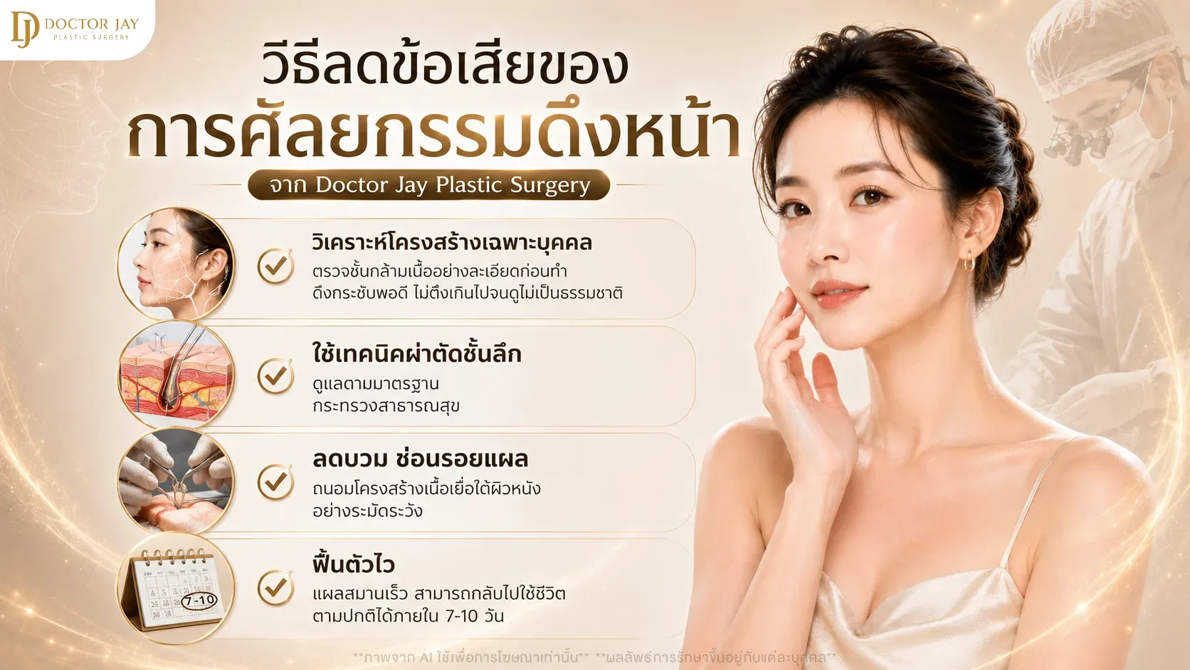 วิธีลดข้อเสียของการศัลยกรรมดึงหน้า ตั้งแต่วิเคราะห์โครงสร้างเฉพาะบุคคลถึงการพักฟื้น