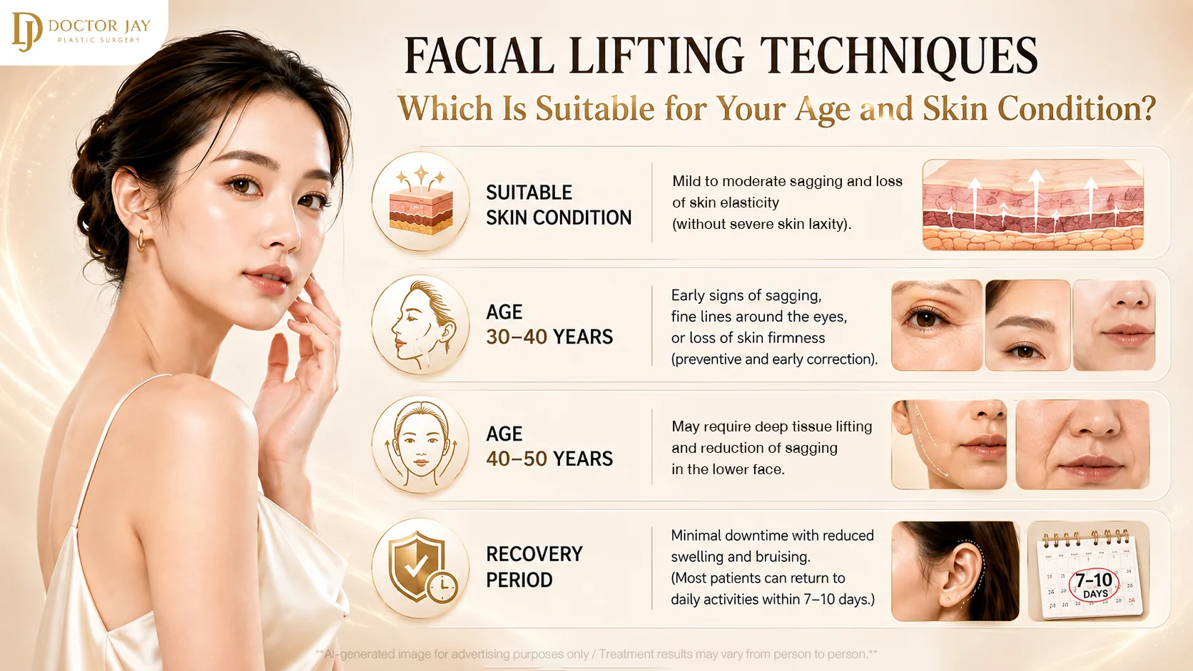 Which endoscopic facelift suits your age and skin condition, with the expected recovery period