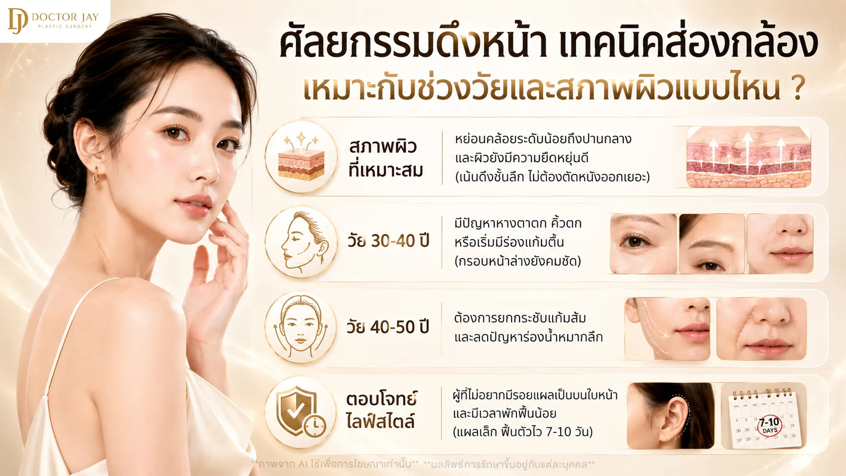 ส่องกล้องดึงหน้าเหมาะกับช่วงวัยและสภาพผิวแบบไหน พร้อมระยะพักฟื้นโดยประมาณ
