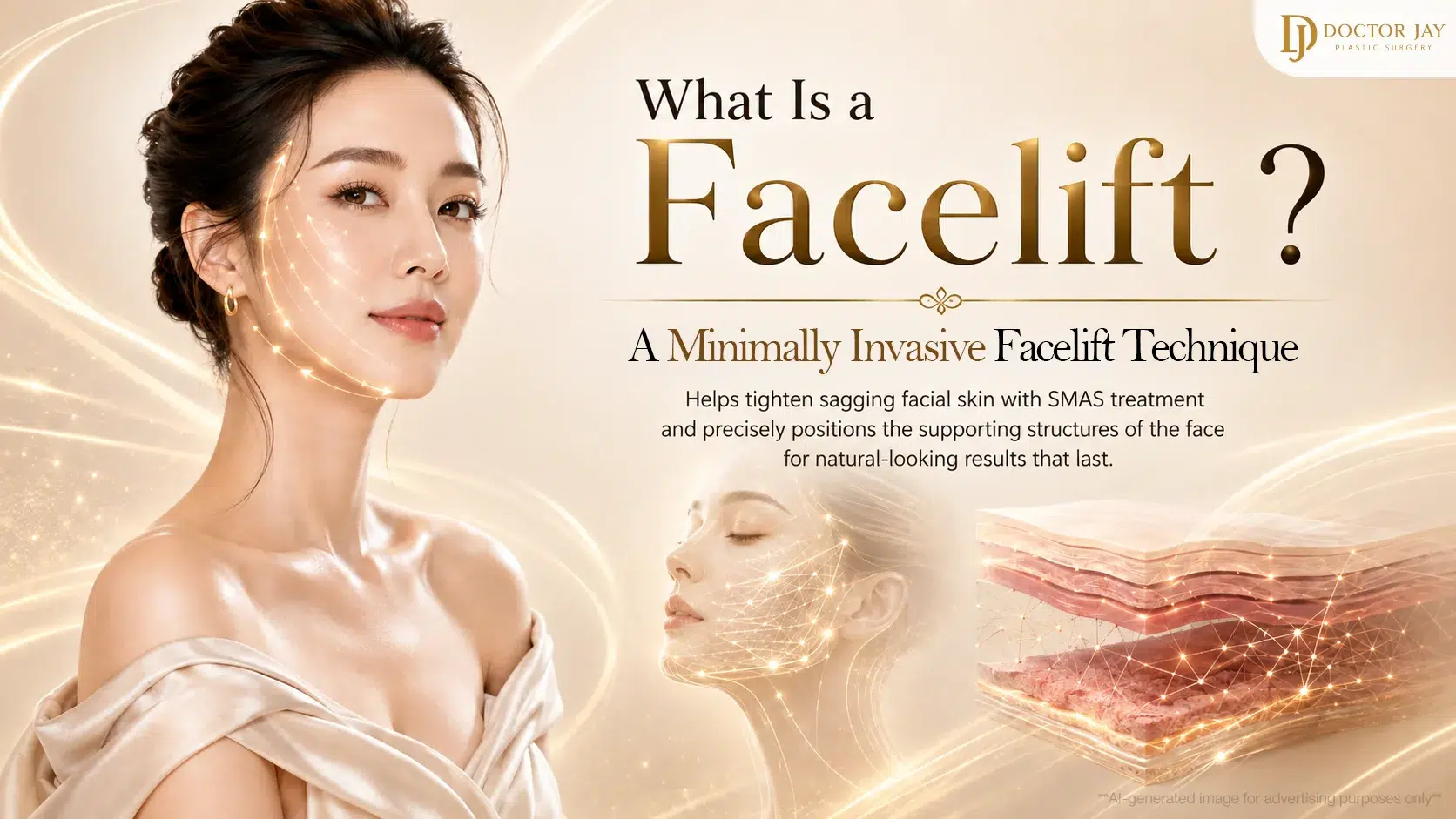 What is a facelift, a technique that lifts sagging skin with the SMAS and repositions facial structures