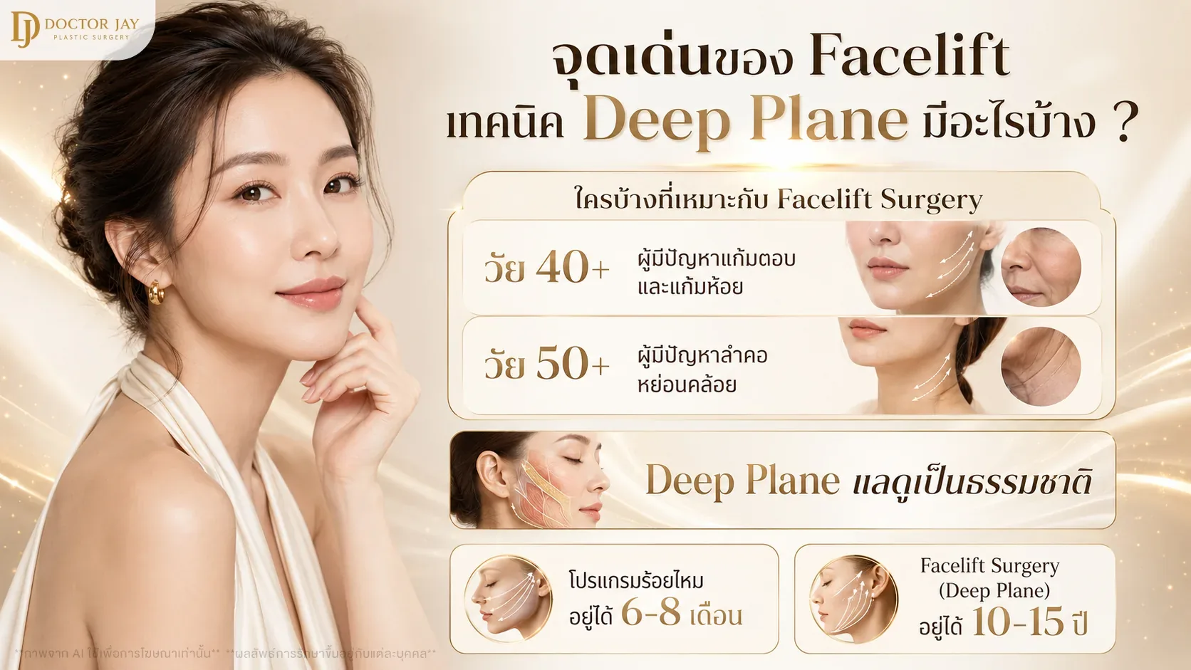 จุดเด่นของ Facelift เทคนิค Deep Plane และกลุ่มผู้ที่เหมาะกับการผ่าตัดตามระดับความหย่อนคล้อย